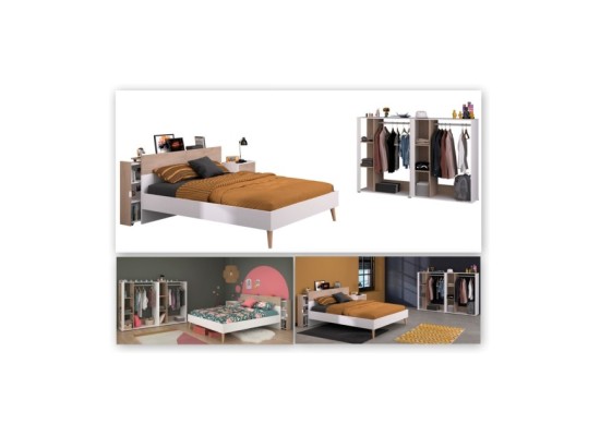 Kinderzimmer-Set 5-teilig "Aalborg 13" Weiß / Japanische Eiche