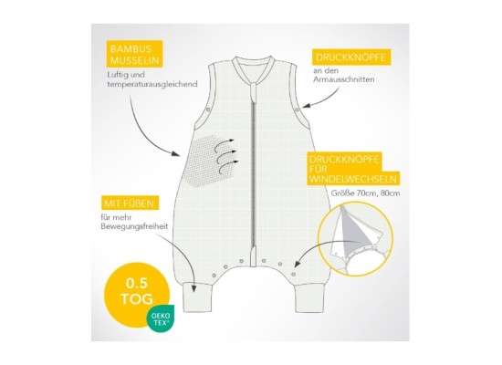 Schlafsack mit Füßen 0.5 Tog