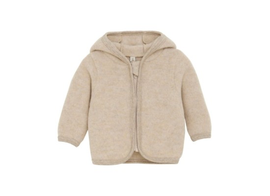 Wollfleece-Jacke Kapuze mit Ohren aus Merinowolle