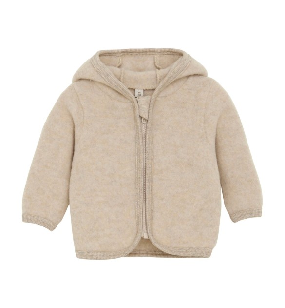 Wollfleece-Jacke Kapuze mit Ohren aus Merinowolle