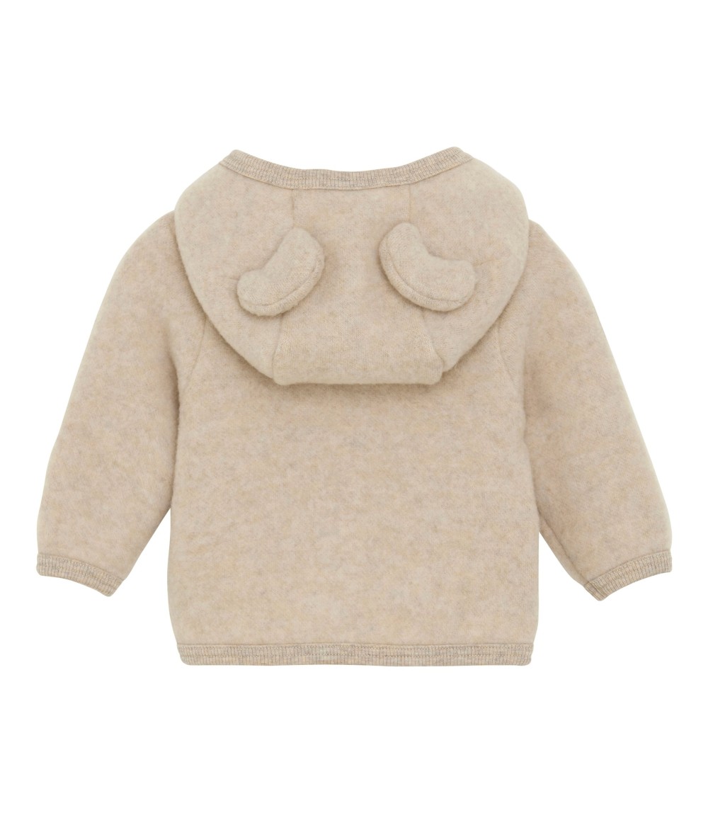 Wollfleece-Jacke Kapuze mit Ohren aus Merinowolle