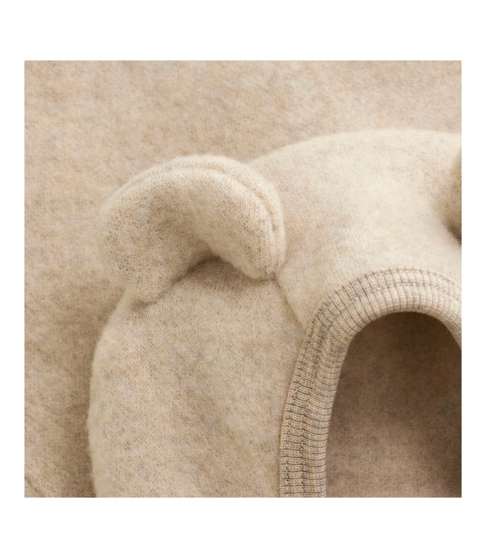 Wollfleece-Jacke Kapuze mit Ohren aus Merinowolle