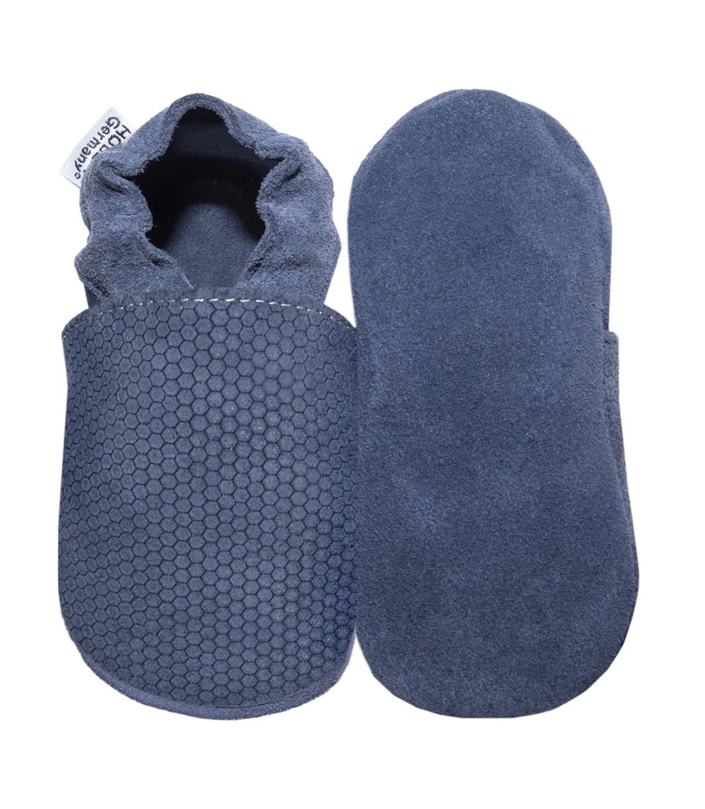 Krabbelschuhe blau geprägt