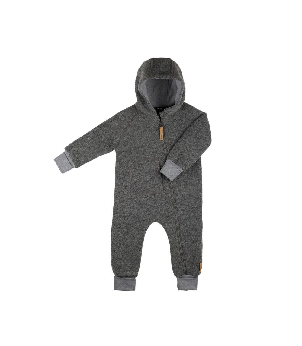 Wollwalk-Overall mit Kapuze und Klappbündchen