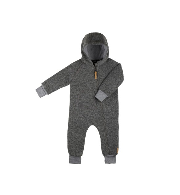 Wollwalk-Overall mit Kapuze und Klappbündchen