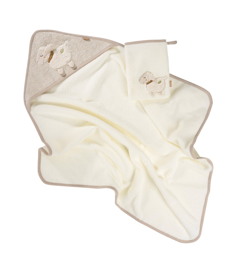 2-tlg. Bade-Set Kapuzenbadetuch & Waschlappen fehnNATUR