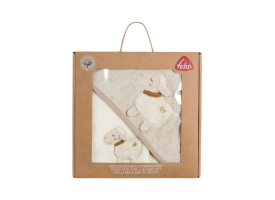 2-tlg. Bade-Set Kapuzenbadetuch & Waschlappen fehnNATUR