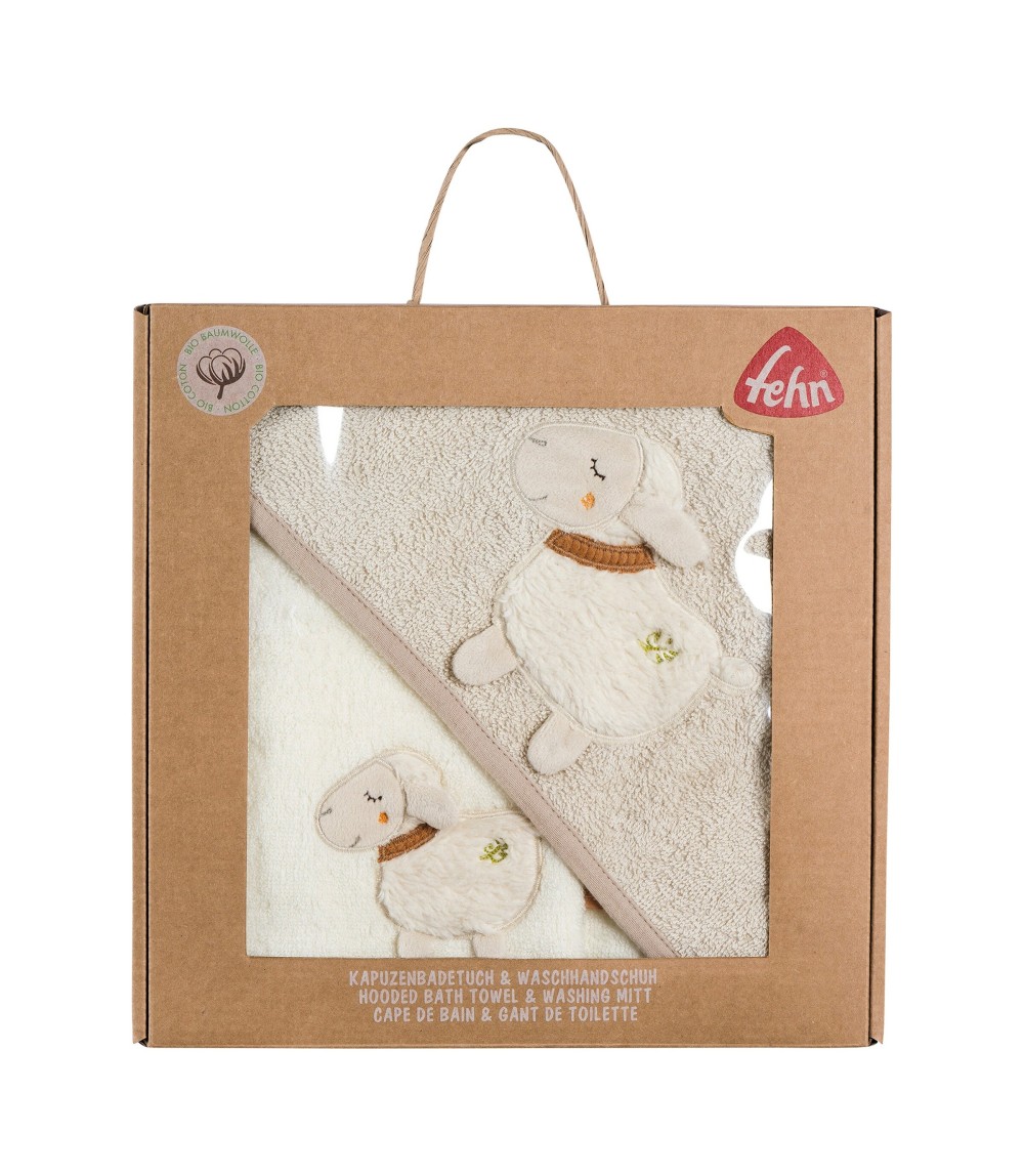2-tlg. Bade-Set Kapuzenbadetuch & Waschlappen fehnNATUR