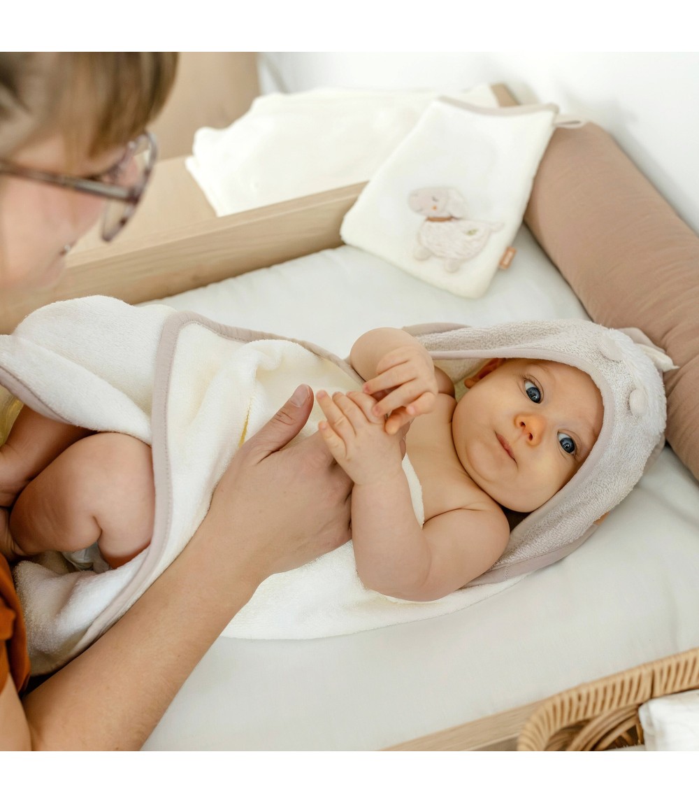 2-tlg. Bade-Set Kapuzenbadetuch & Waschlappen fehnNATUR