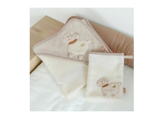 2-tlg. Bade-Set Kapuzenbadetuch & Waschlappen fehnNATUR