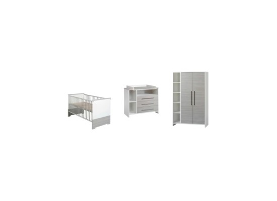 3-tlg. Babyzimmer Eco Silber mit 2-türigem Kleiderschrank
