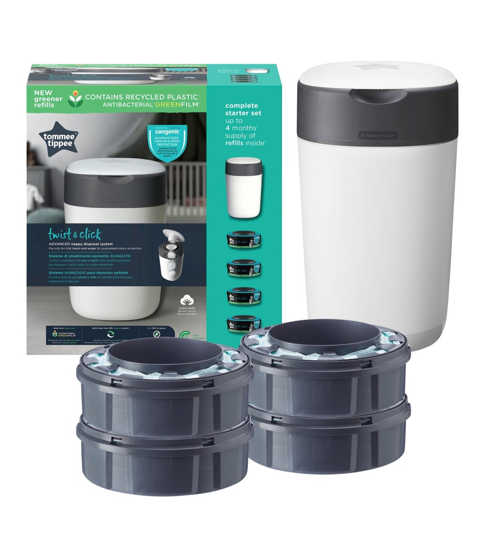 Windeleimer Twist & Click inklusive 4er-Pack Nachfüllkasetten