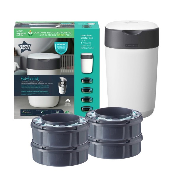 Windeleimer Twist & Click inklusive 4er-Pack Nachfüllkasetten