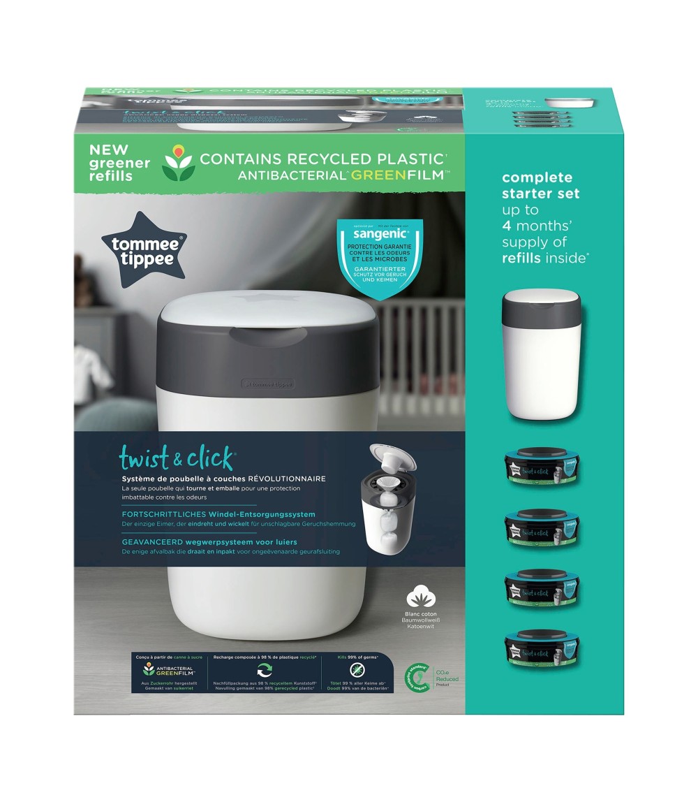 Windeleimer Twist & Click inklusive 4er-Pack Nachfüllkasetten