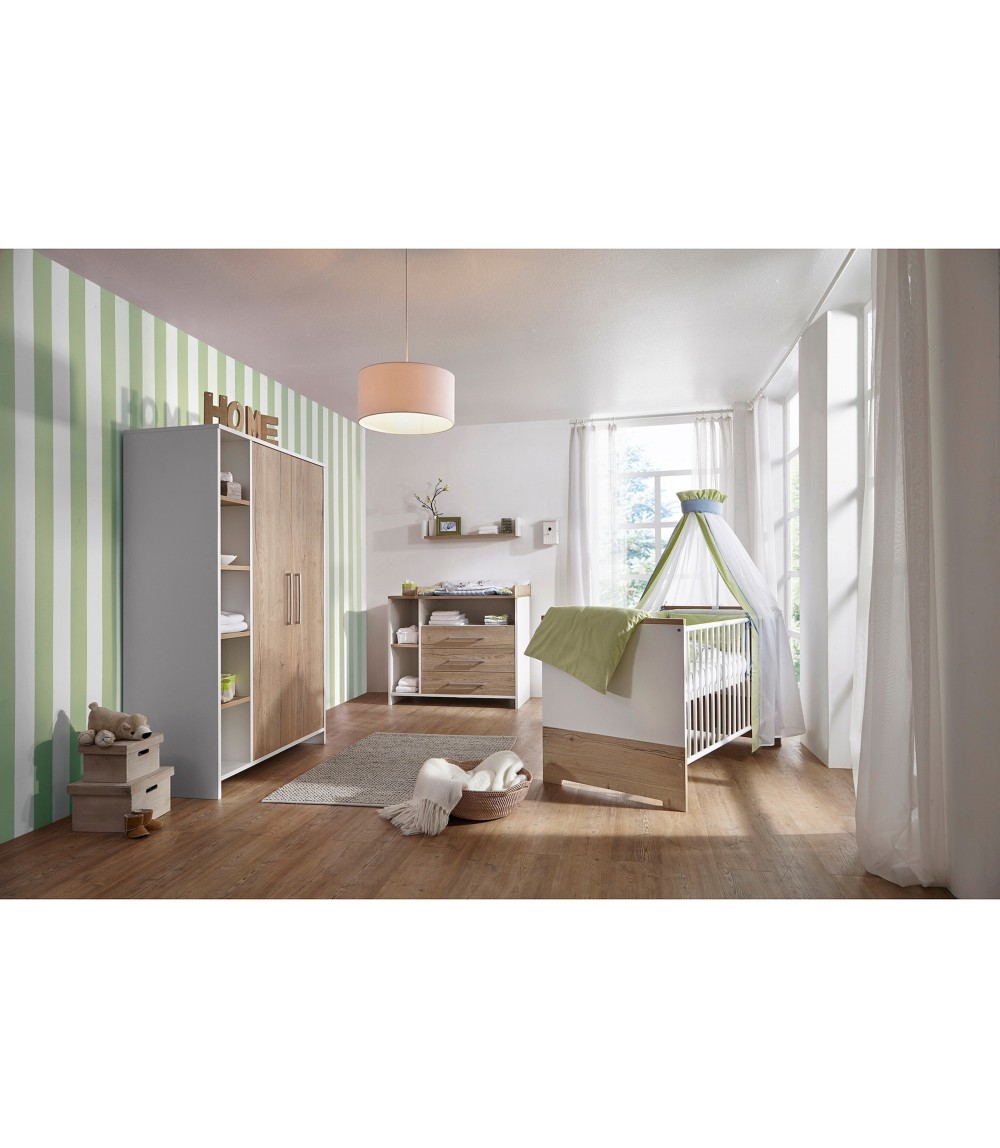 3-tlg. Babyzimmer Eco Plus mit 2-türigem Kleiderschrank
