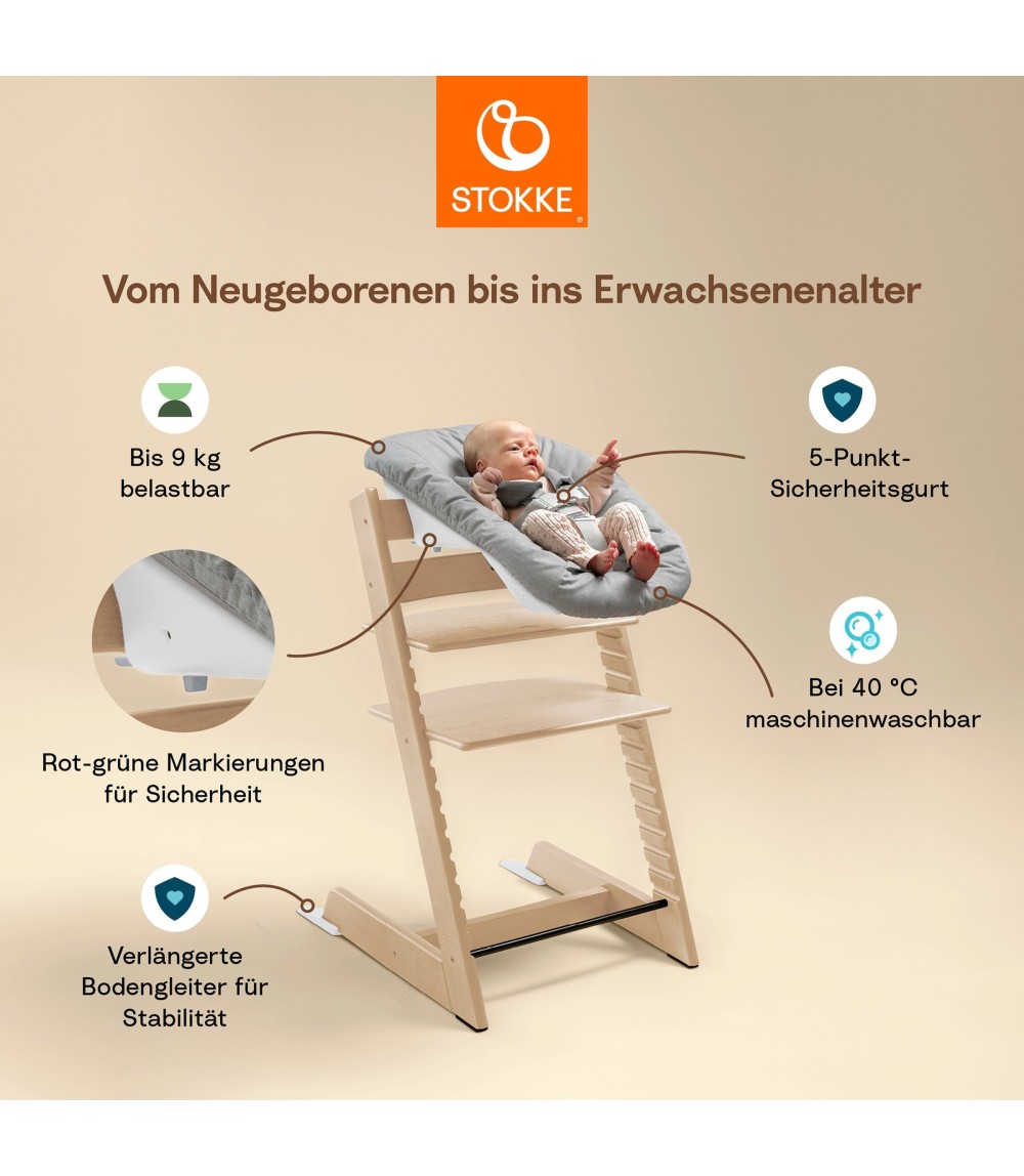 Bundle Treppenhochstuhl Eiche inkl. Newbornset light grey