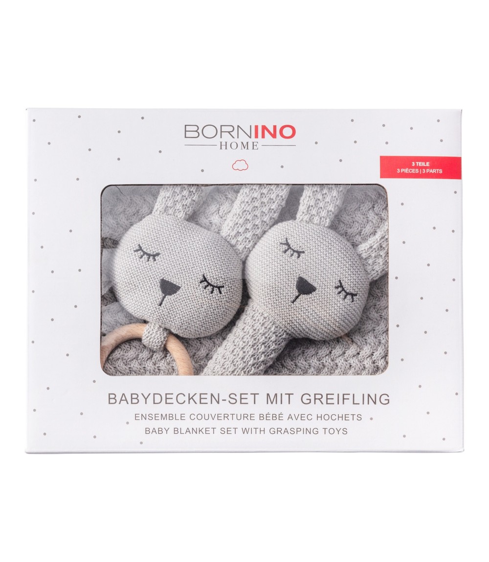 Babydecken-Set mit Häschen Greifling 80x100 cm