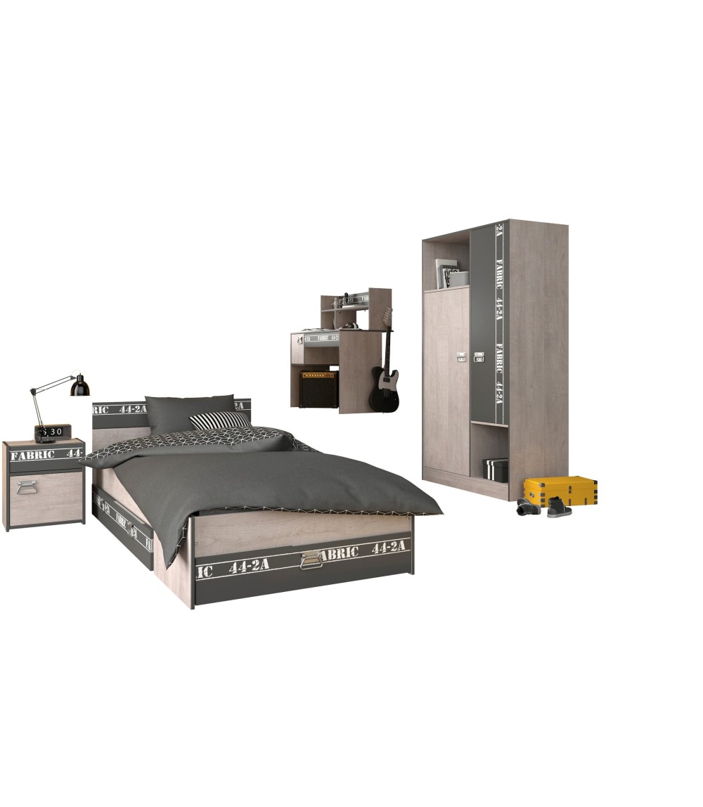 Kinder- und Jugendzimmer 5-tlg "Fabric 12" Esche-grau