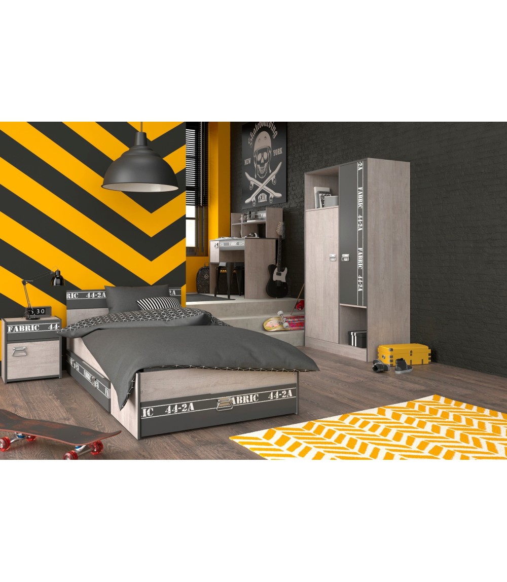 Kinder- und Jugendzimmer 5-tlg "Fabric 12" Esche-grau