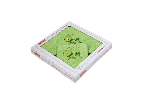 2-tlg. Textil-Badeset Frottee Kapuzen-Badetuch 80x80 mit Waschlappen