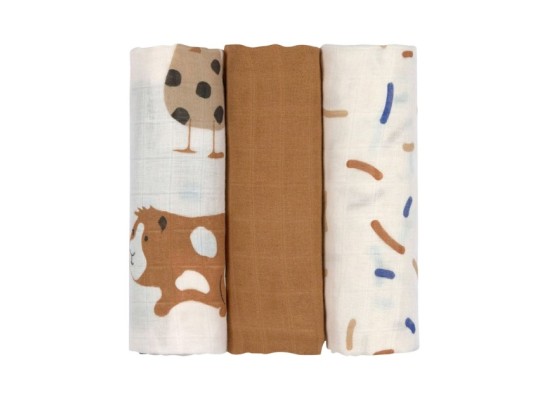 3er-Pack Mullwindeln 80x80 cm