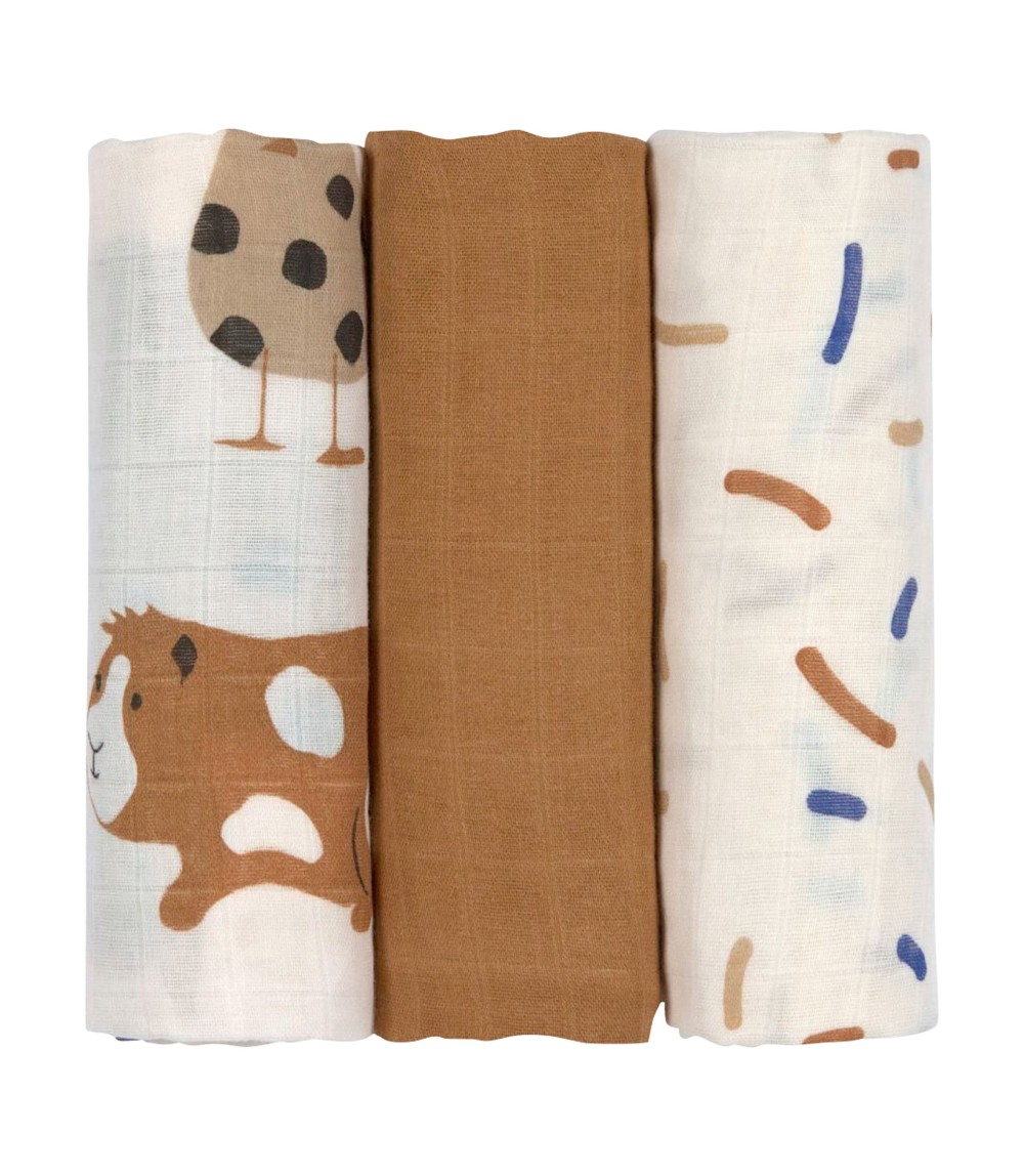 3er-Pack Mullwindeln 80x80 cm