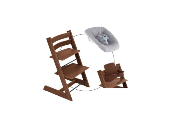 Bundle Treppenhochstuhl Eiche inkl. Newbornset light grey & Babyset