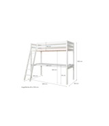 Hochbett „Felix“ mit Schreibtisch Kiefer massiv Weiß