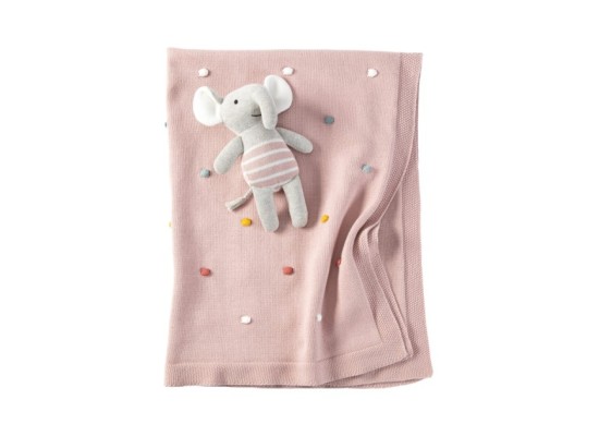 Babydecken-Set mit Greifling Elefant 80x100 cm