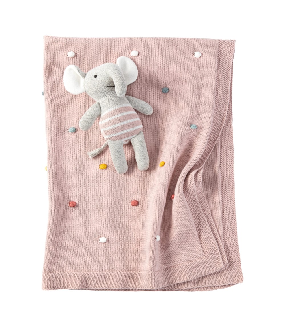 Babydecken-Set mit Greifling Elefant 80x100 cm