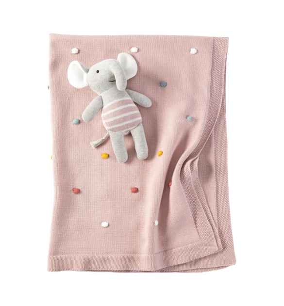 Babydecken-Set mit Greifling Elefant 80x100 cm