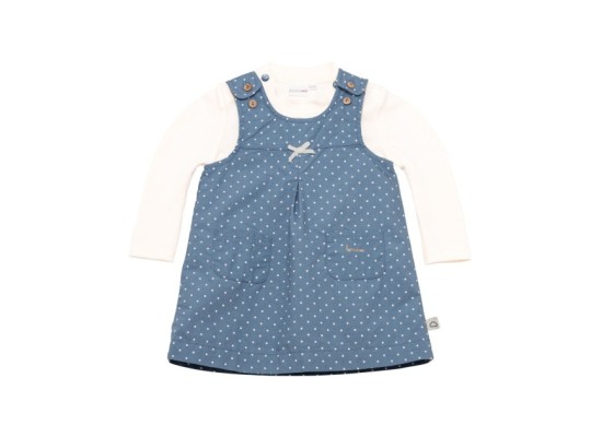 2-tlg. Set Webkleid mit Shirt Punkte