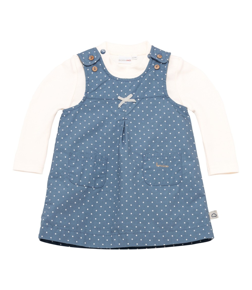 2-tlg. Set Webkleid mit Shirt Punkte