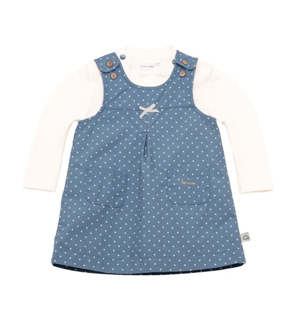 2-tlg. Set Webkleid mit Shirt Punkte