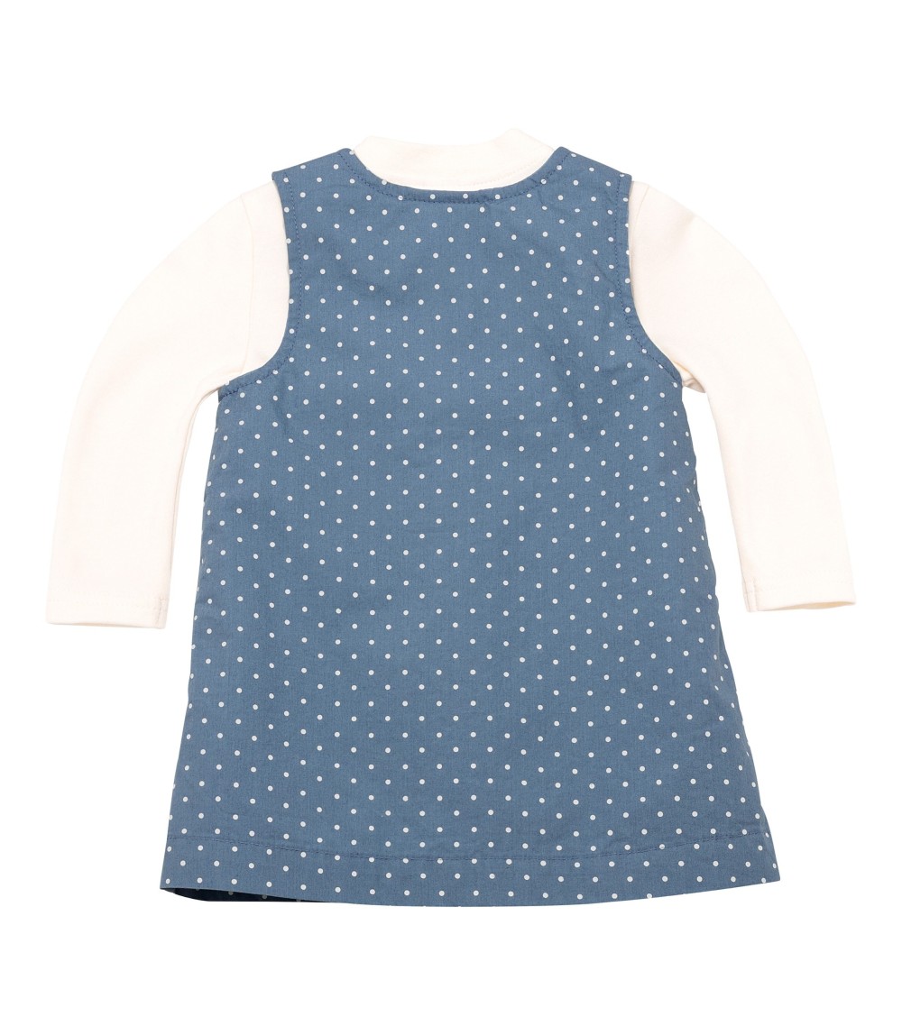 2-tlg. Set Webkleid mit Shirt Punkte