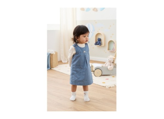 2-tlg. Set Webkleid mit Shirt Punkte