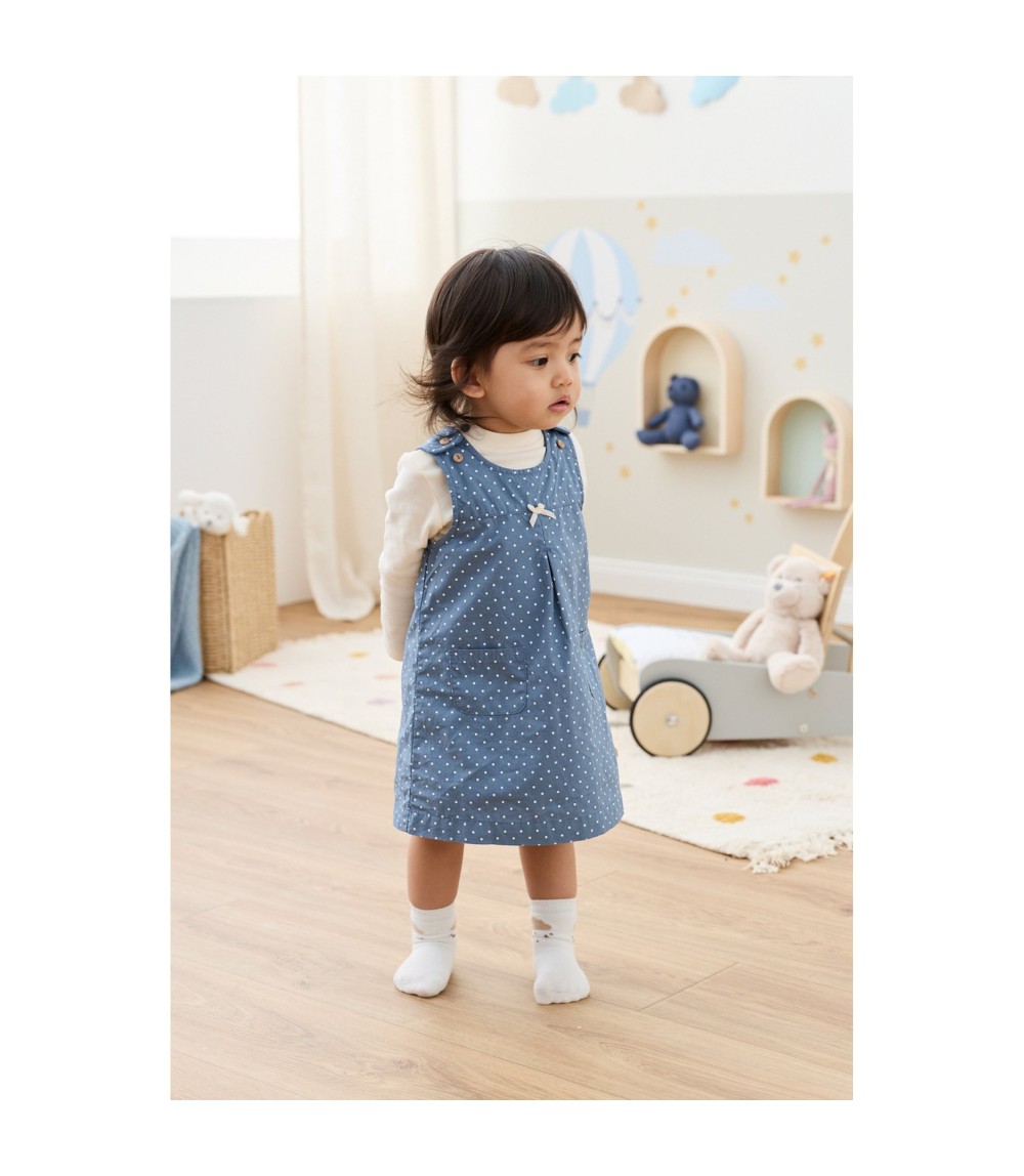 2-tlg. Set Webkleid mit Shirt Punkte