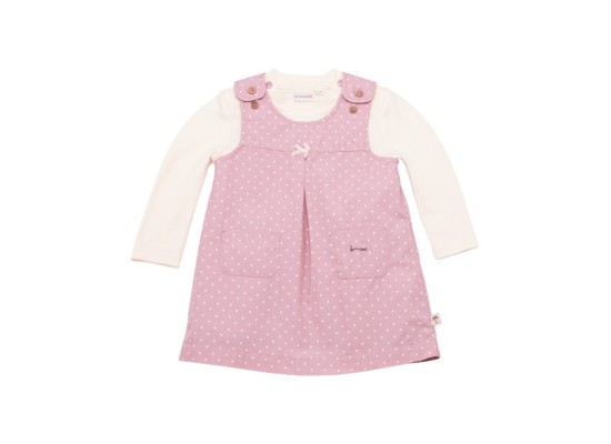 2-tlg. Set Webkleid mit Shirt Punkte