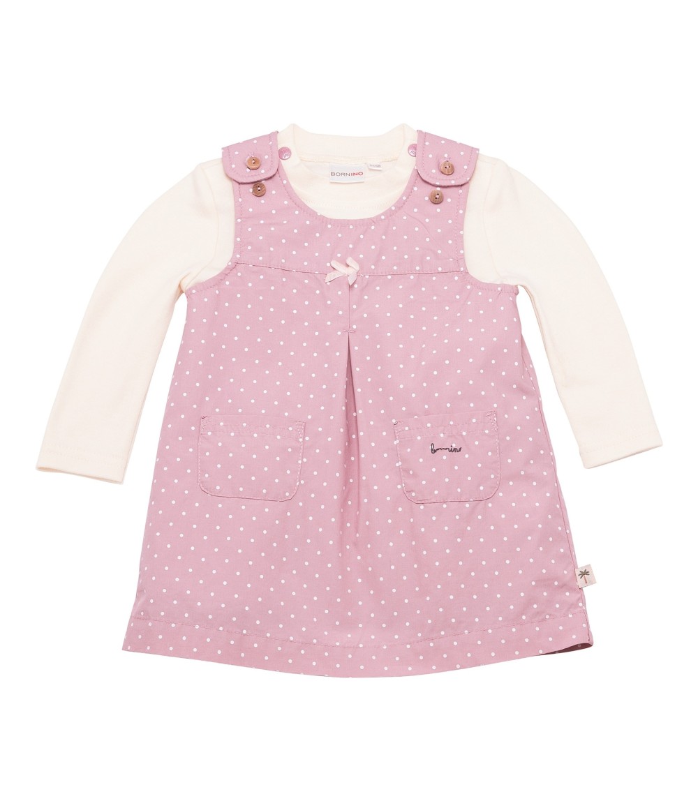 2-tlg. Set Webkleid mit Shirt Punkte