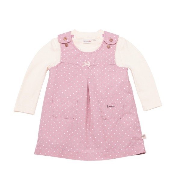 2-tlg. Set Webkleid mit Shirt Punkte