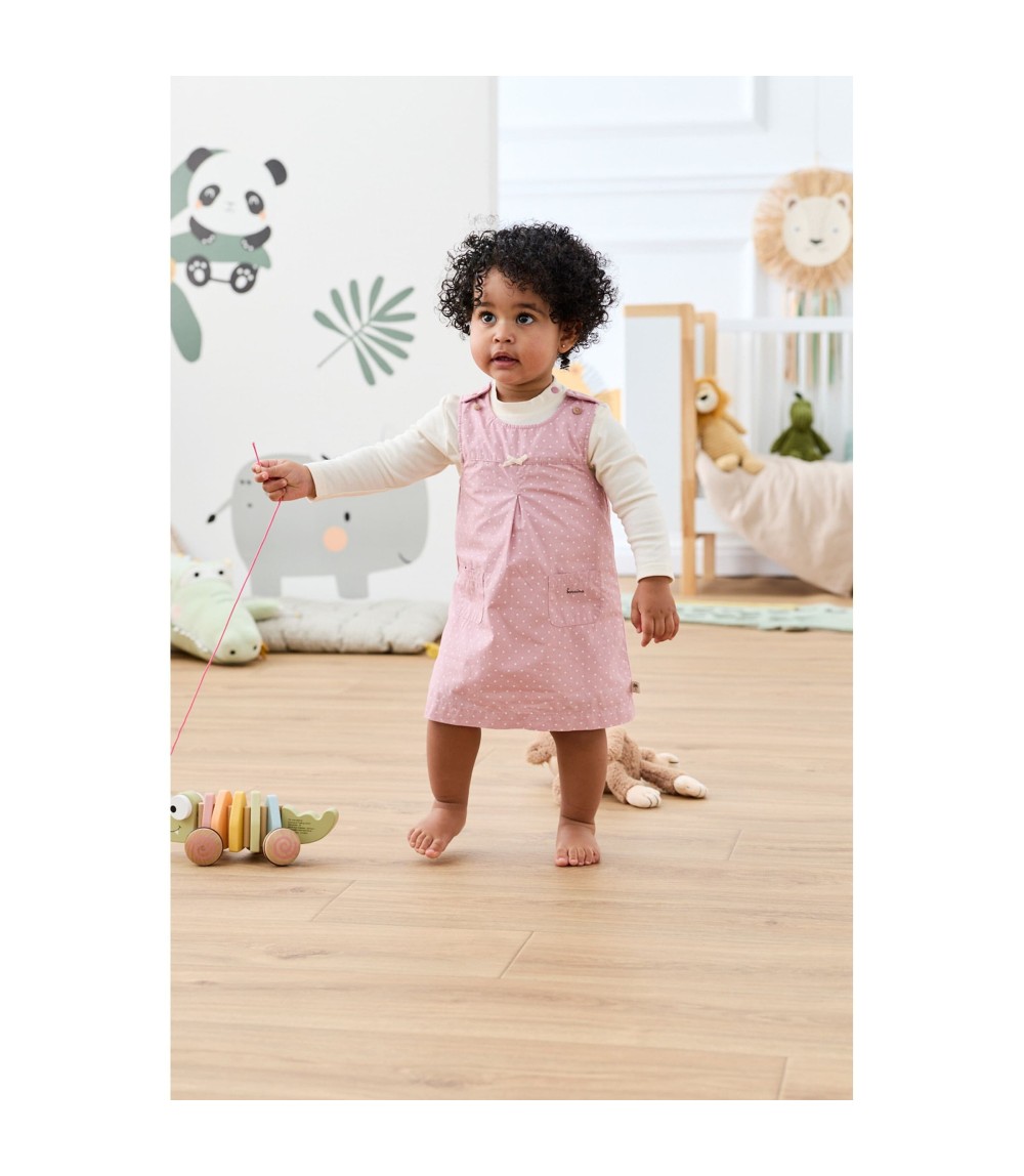 2-tlg. Set Webkleid mit Shirt Punkte