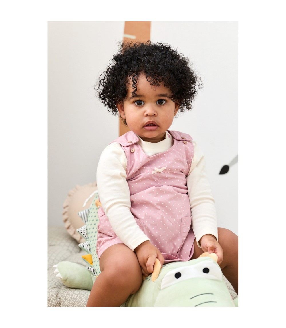 2-tlg. Set Webkleid mit Shirt Punkte