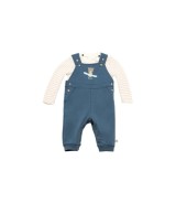 2-tlg. Set Latzhose mit Shirt Ringel Bär