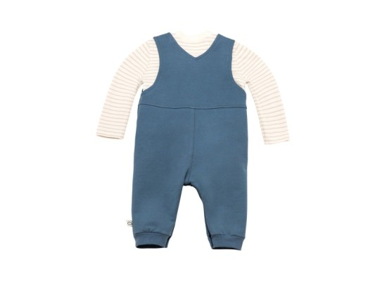 2-tlg. Set Latzhose mit Shirt Ringel Bär