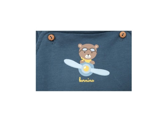 2-tlg. Set Latzhose mit Shirt Ringel Bär