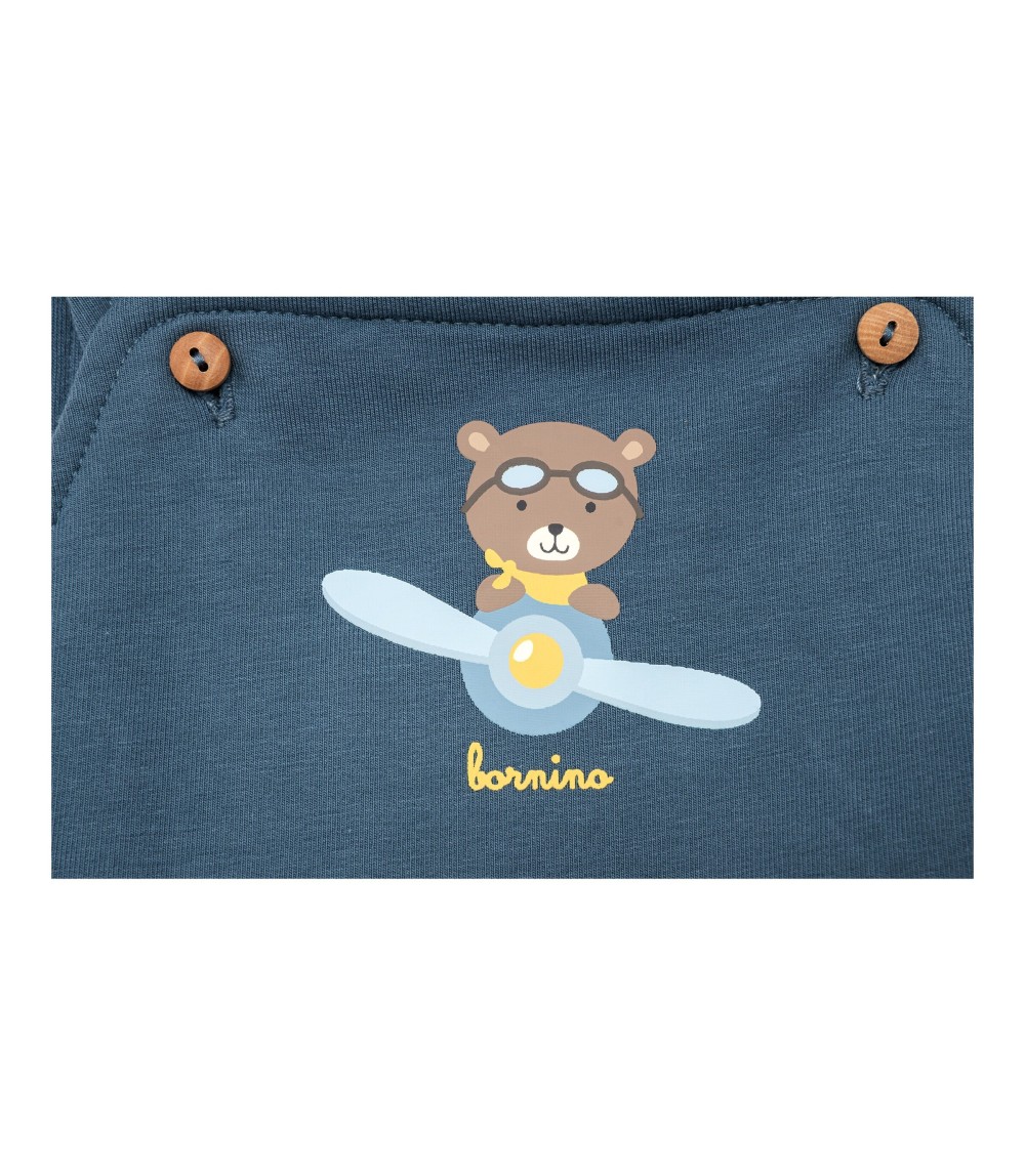 2-tlg. Set Latzhose mit Shirt Ringel Bär