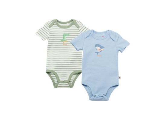 2er-Pack Bodys kurzarm Krokodil Hai