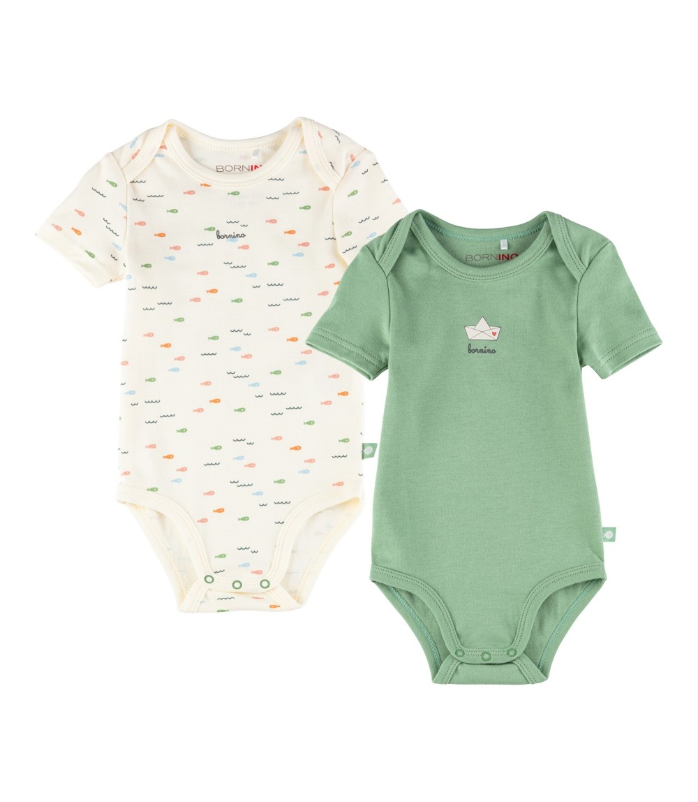 2er-Pack Bodys kurzarm Fische Papierboot