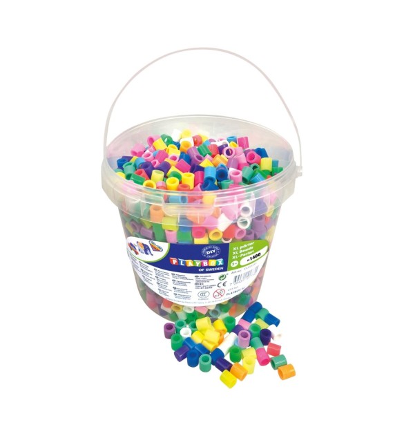 XL Bügelperlen-Set im Eimer 1400 Stück neon & pastell