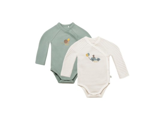 2er-Pack Wickelbodys langarm Ringel Bär